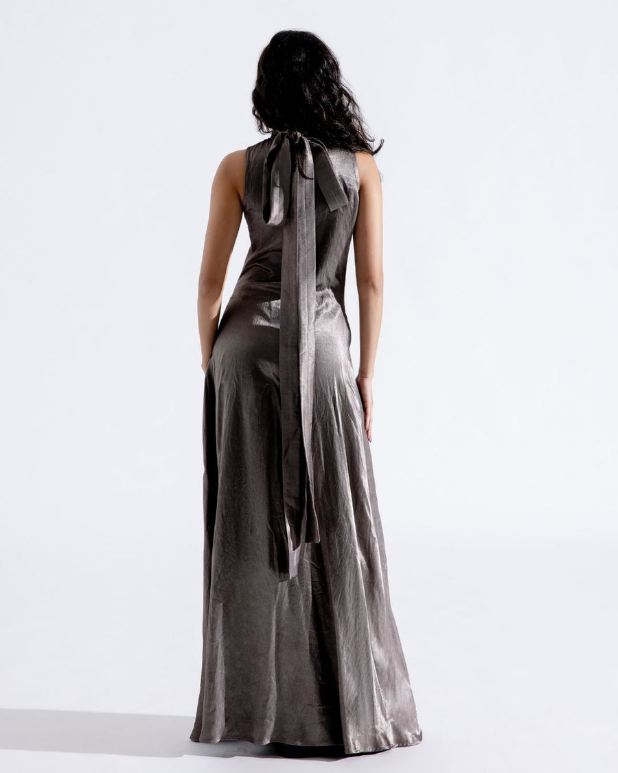 Stellar Silver Cowl Dress