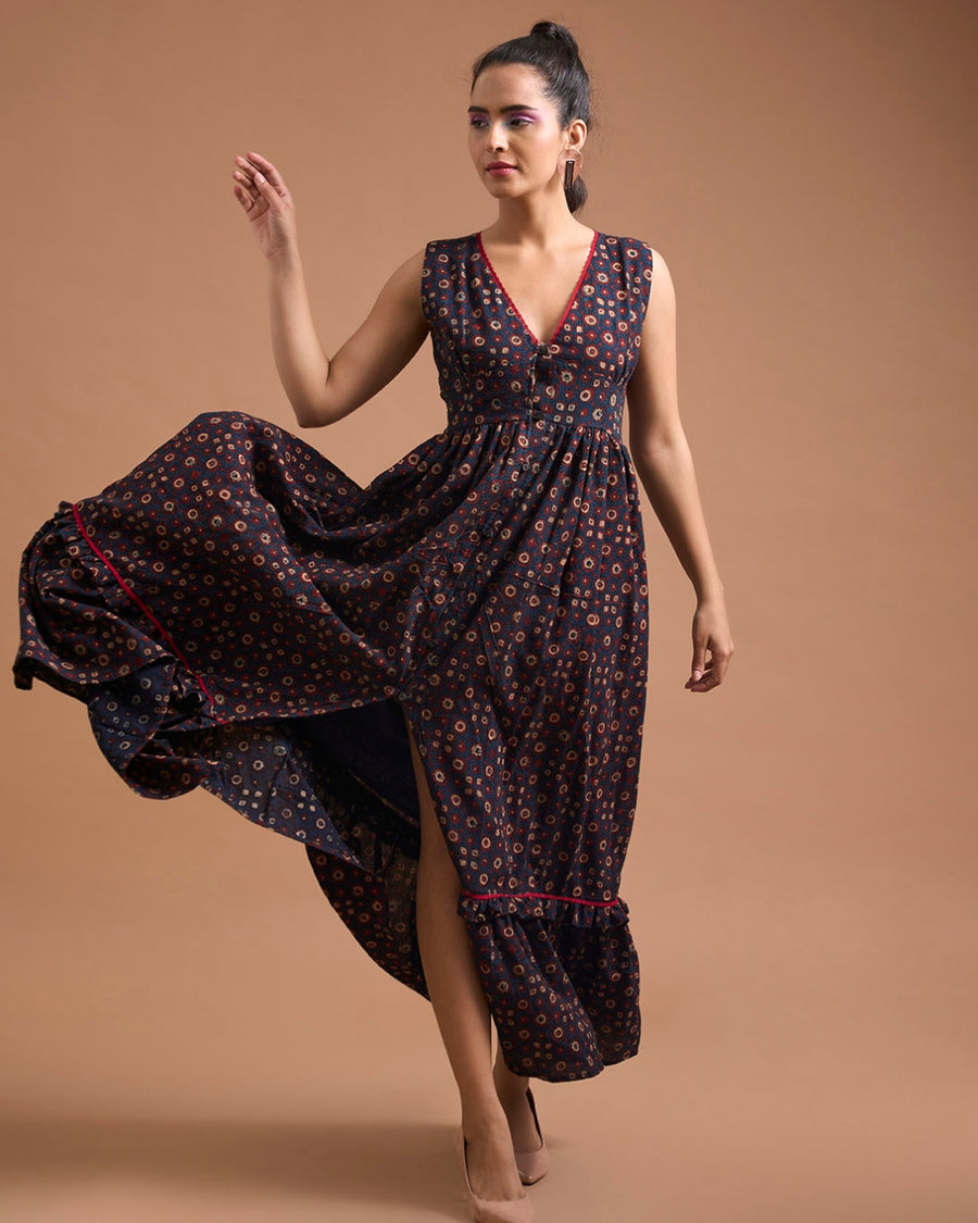 Bohemian Ajrakh Drift Dress