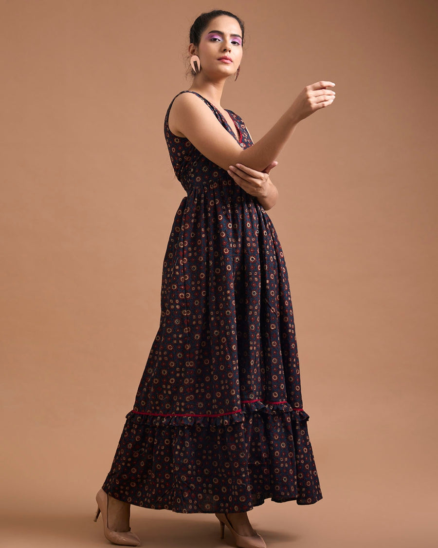 Bohemian Ajrakh Drift Dress