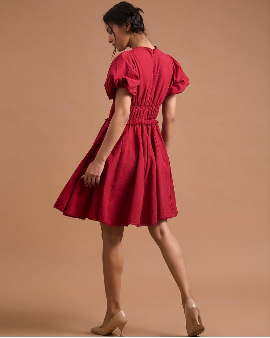 Scarlet Swirl Khadi Dress