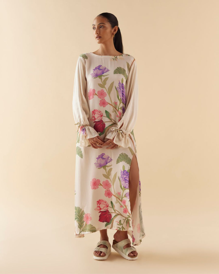 Lounge Dress in Ivory Floral Dream