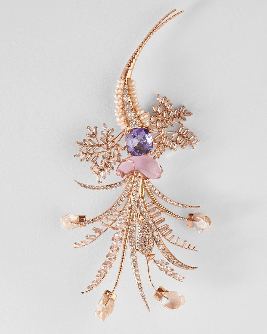 Le Sunset Palm Brooch in Tanzanite