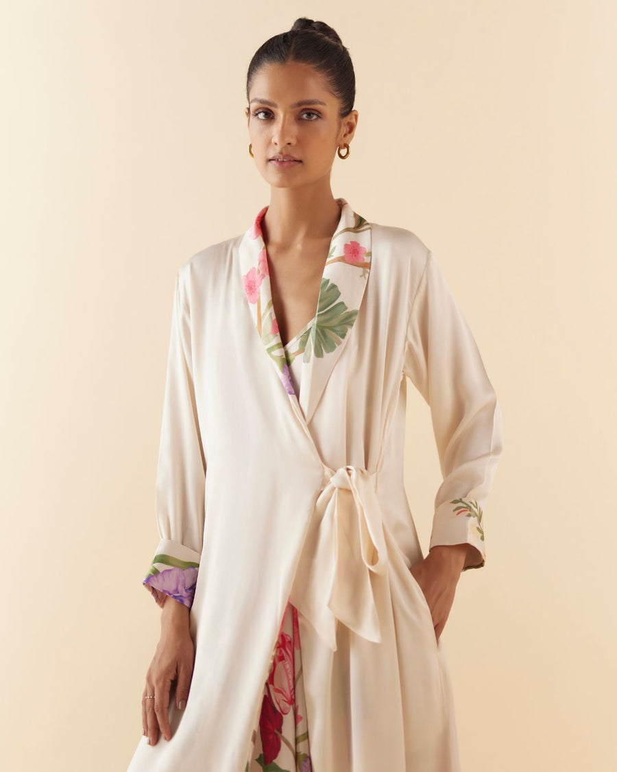 Cuffed Lounge Robe in Floral Dream