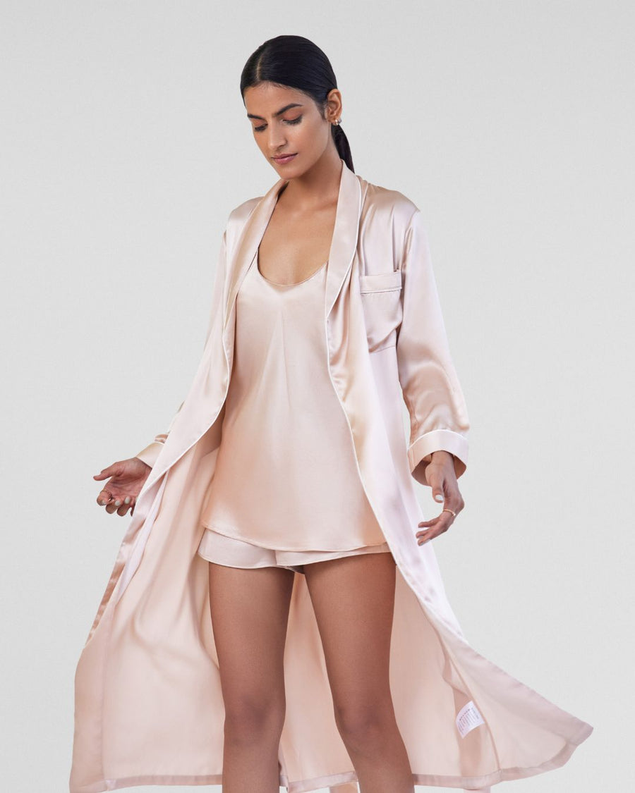 Cameo Rose Silk Robe & Camisole Set