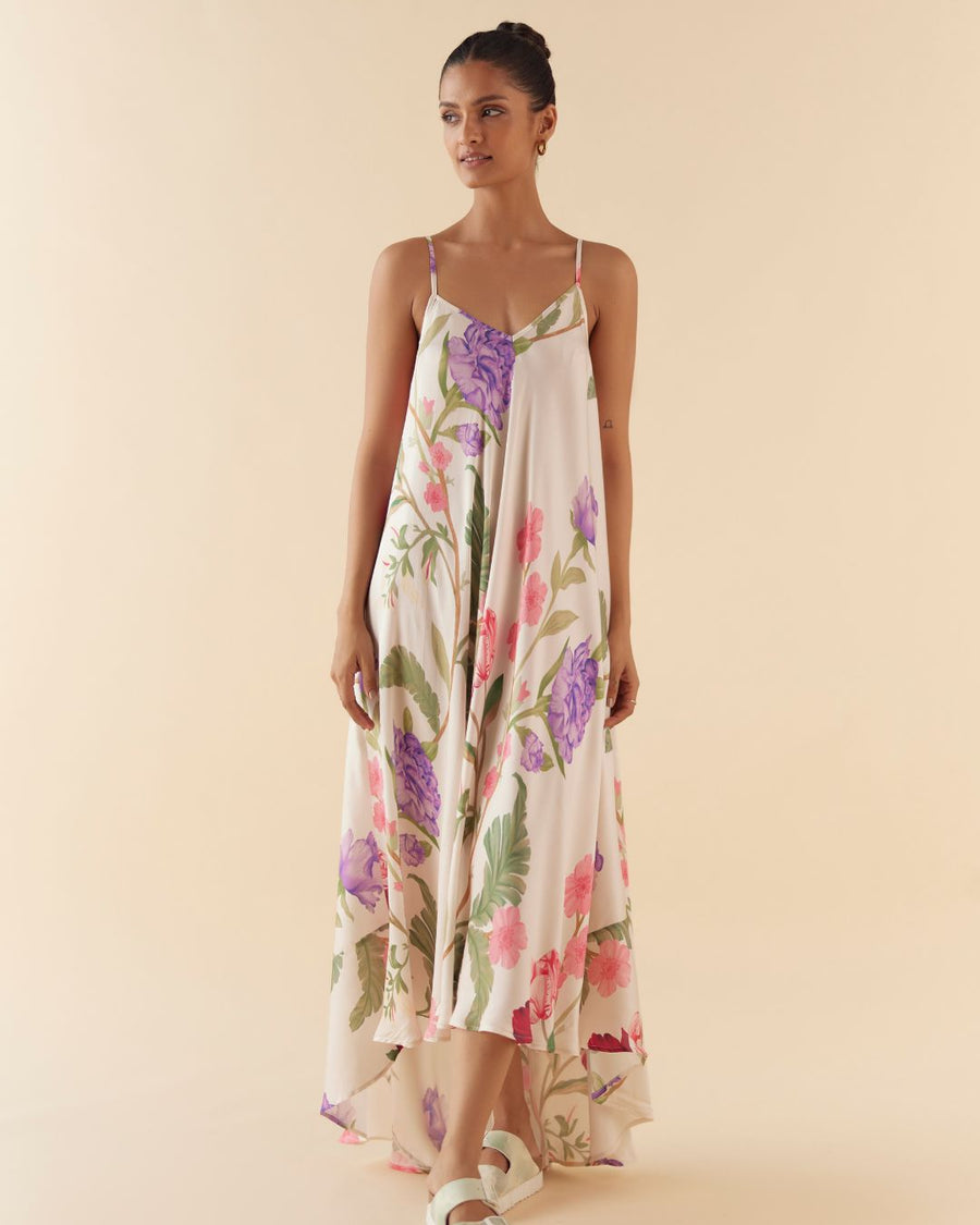 Lounge Cami Dress in Ivory Floral Dream - Main Image