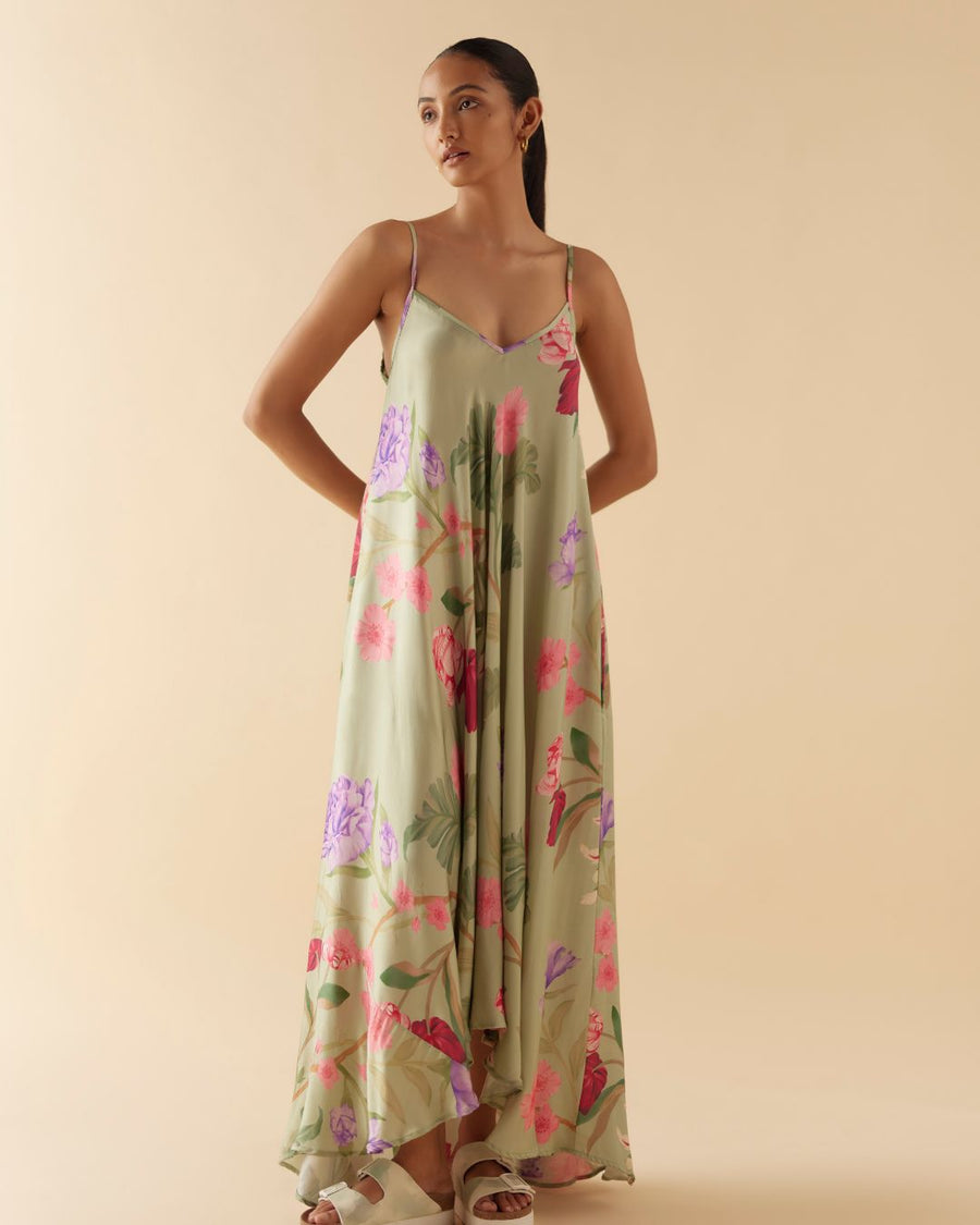 Lounge Cami Dress in Sage Green Floral Dream
