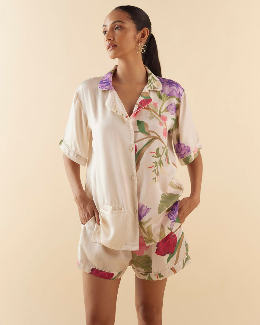 Lounge to Sleep PJ Shorts Set in Floral Dream