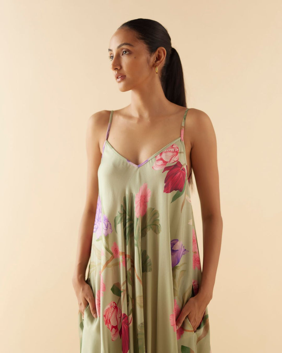 Lounge Cami Dress in Sage Green Floral Dream