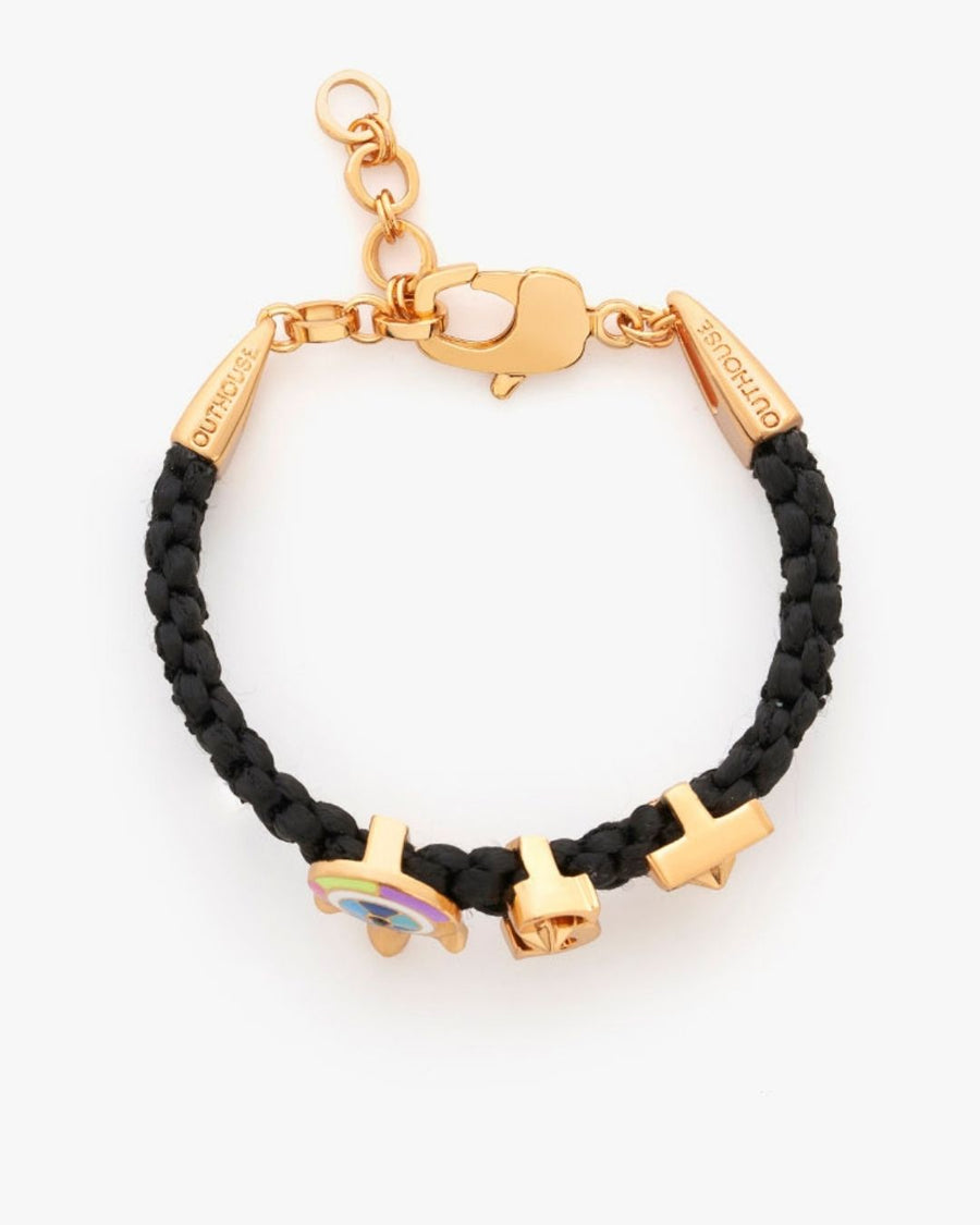Love Links Bracelet in Black, Gold Finish
