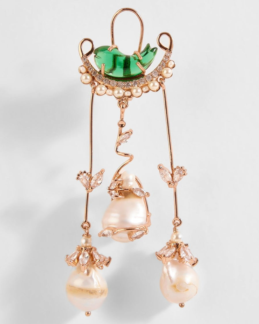 Le Cleo Dewdrop Earrings in Jade Green