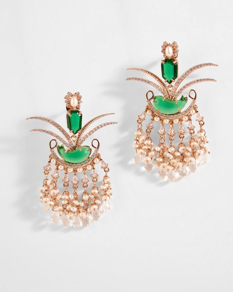 Le Palm Fish Earrings in Jade Green