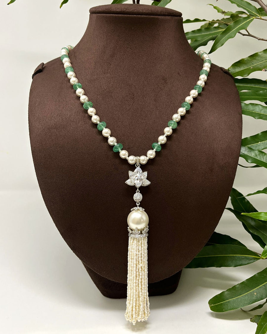 Pearl Blossom Tassel Necklace