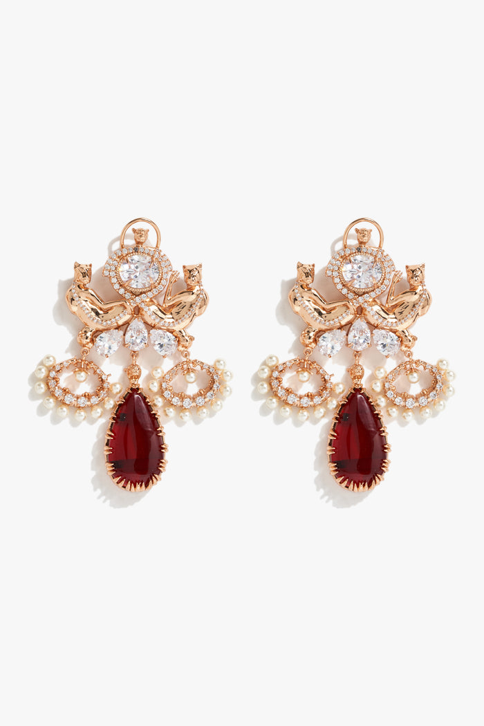 Leopard Crimson Cascade Earring