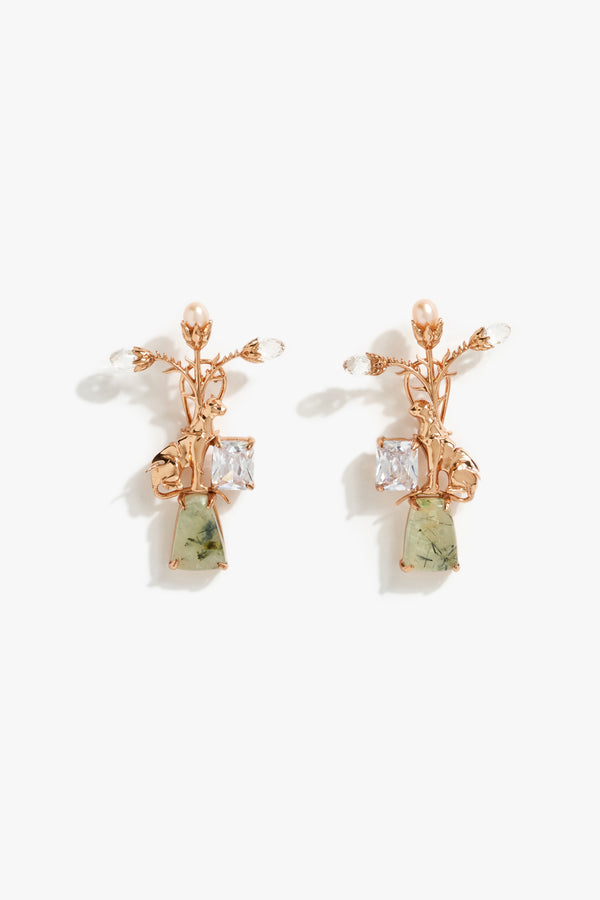 La Leopard Imperial Earrings in Prehnite