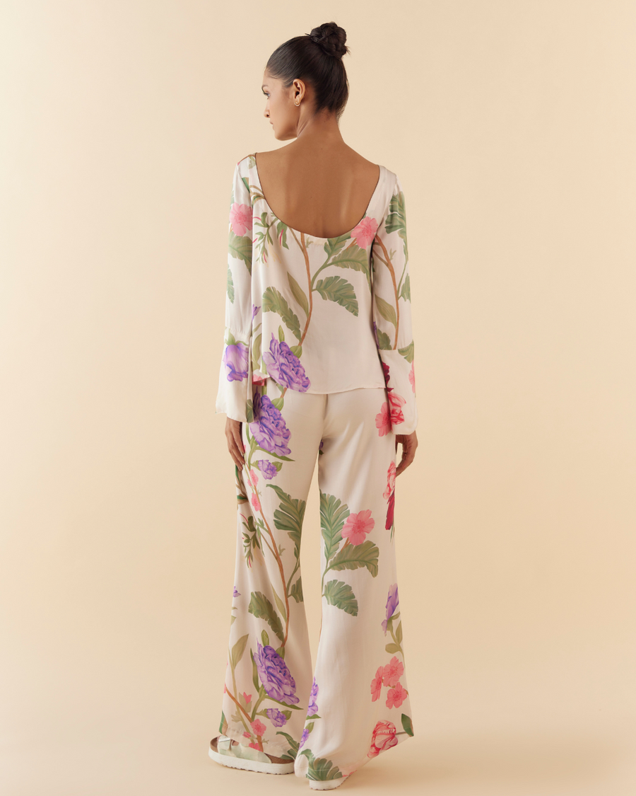 Asymmetric Lounge Top in Floral Dream