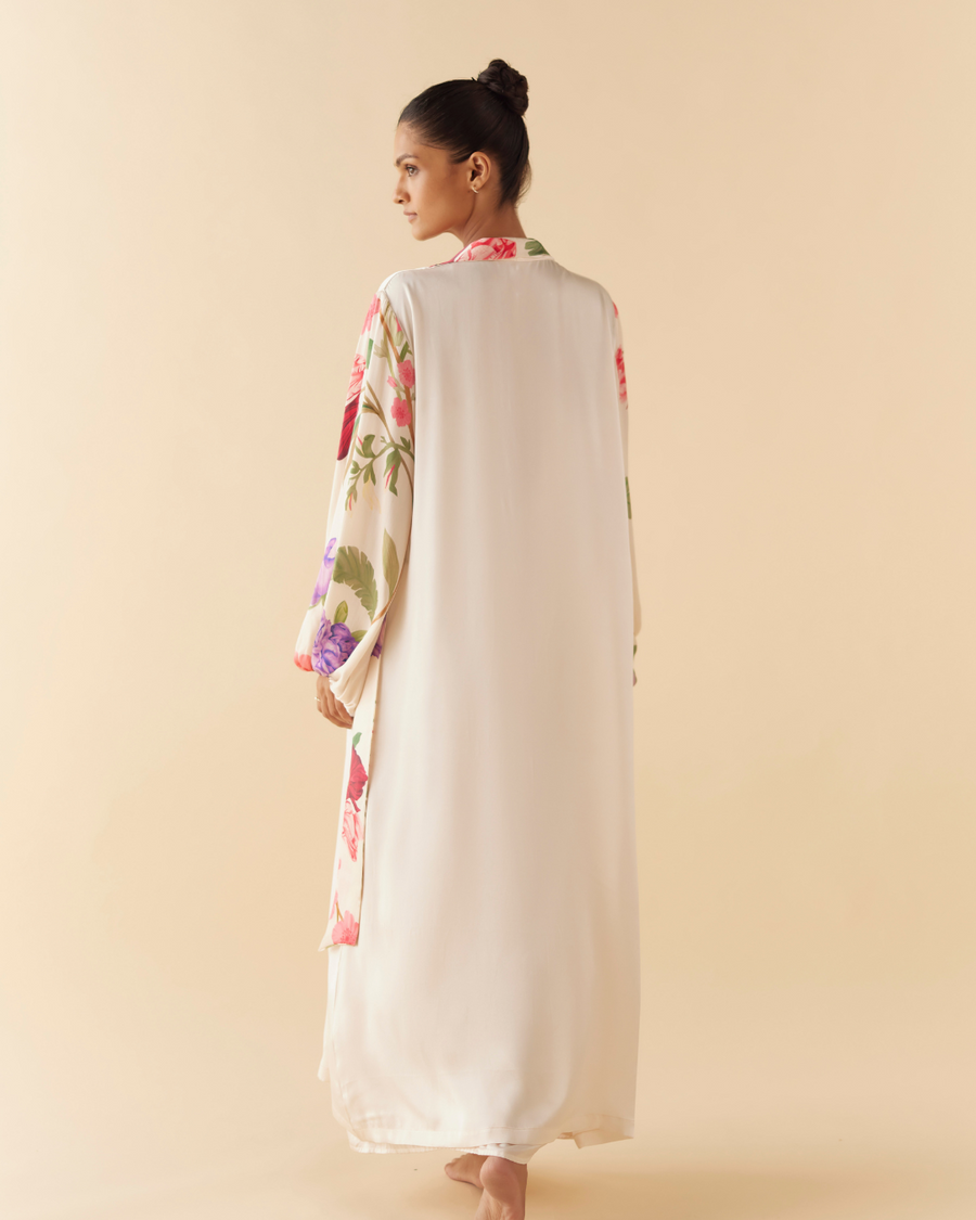 Ivory Floral Dream Long Robe & Slip Set