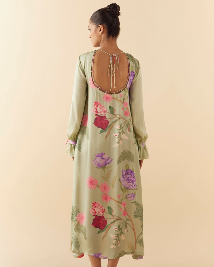 Lounge Dress in Sage Green Floral Dream