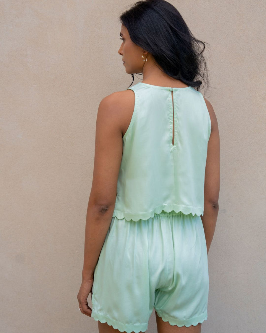 Sage Green Scalloped Top