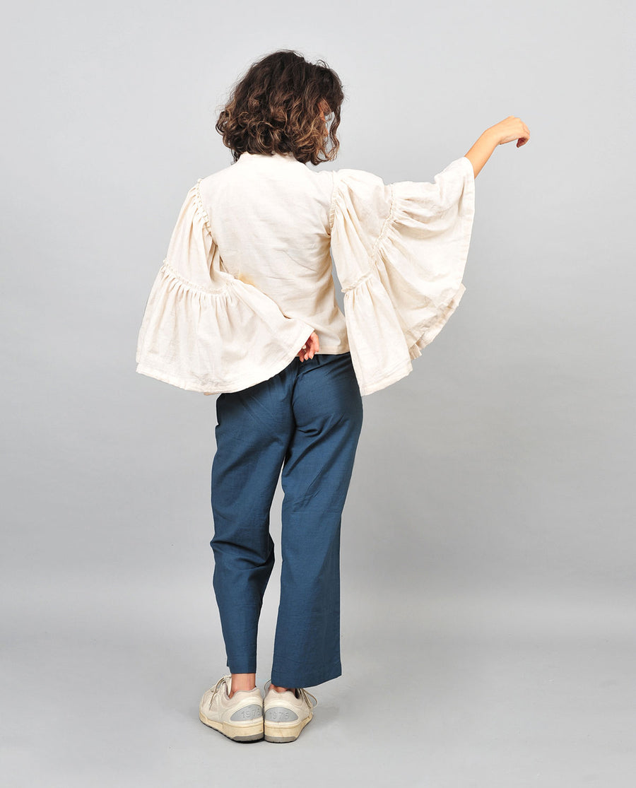 Khadi blouse umbrella white