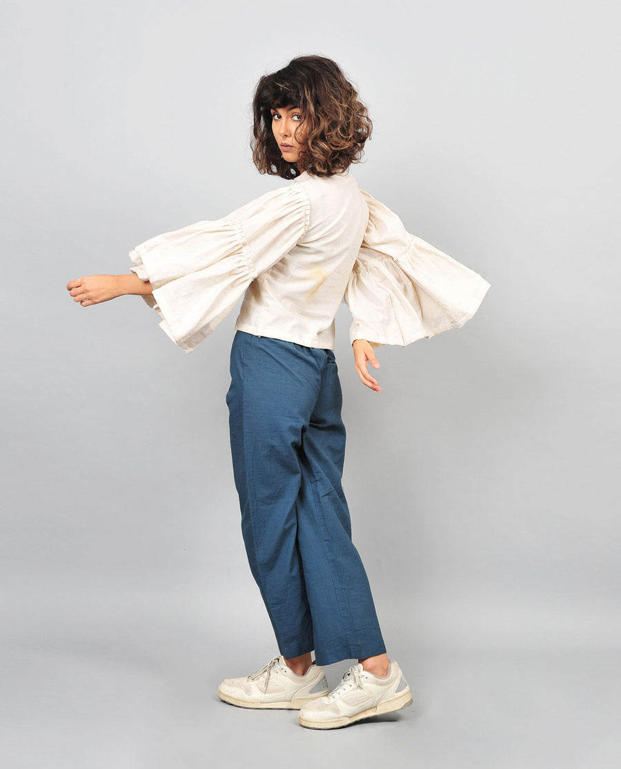 Khadi blouse umbrella white