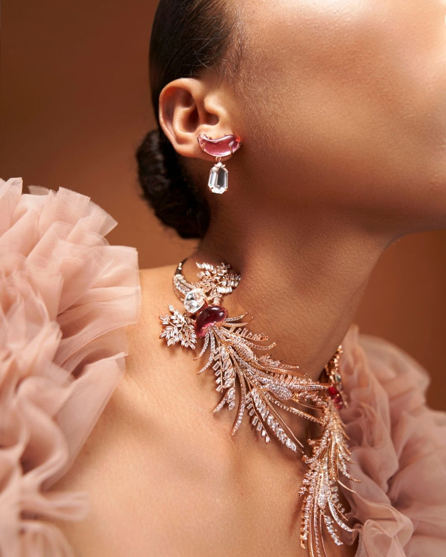 Le Cleo Drop Earrings in Vintage Rose