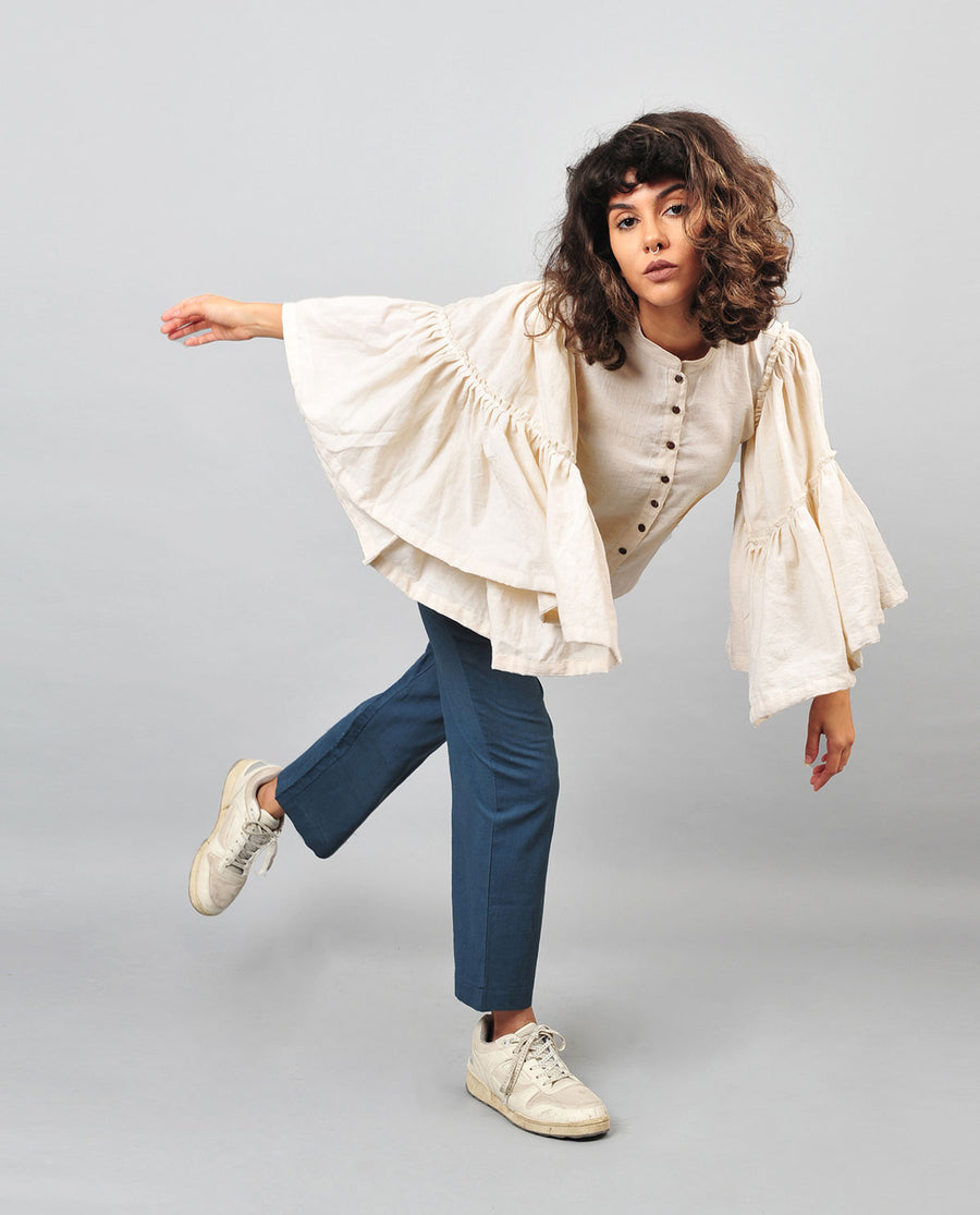 Khadi blouse umbrella white