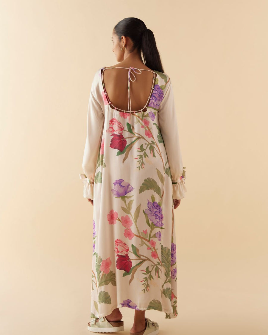 Lounge Dress in Ivory Floral Dream