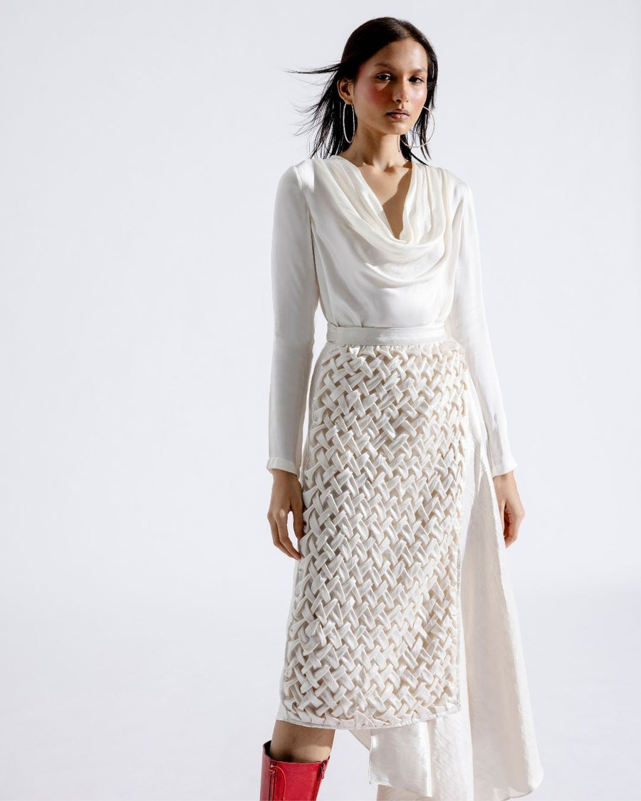 Cream Cocoon Wrap Skirt