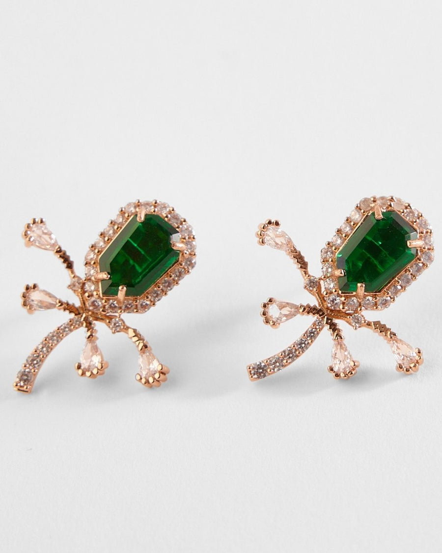 The Faena Mini Stud Earrings in Emerald Green