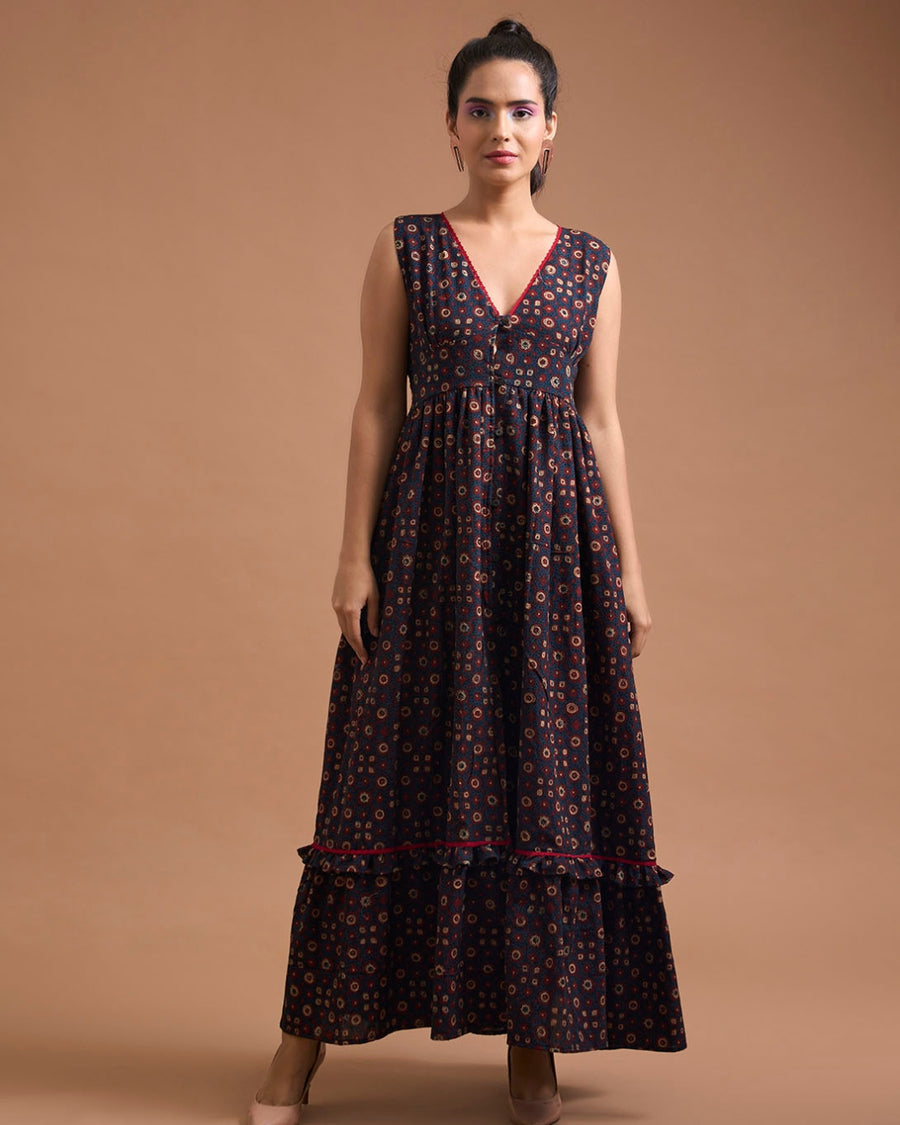 Bohemian Ajrakh Drift Dress