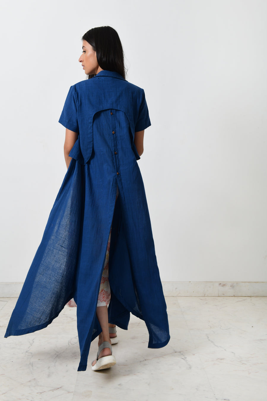 Khadi block printed back Open Jacket/Slip