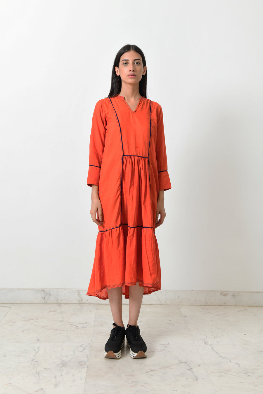 Khadi contrasting pipe dress