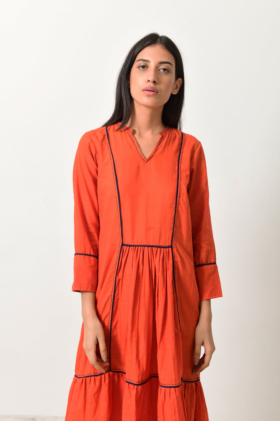 Khadi contrasting pipe dress