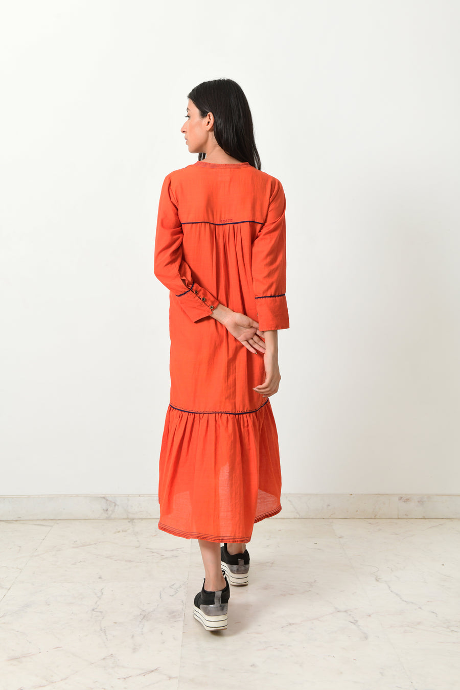 Khadi contrasting pipe dress