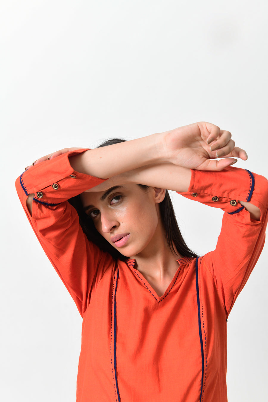 Khadi contrasting pipe dress