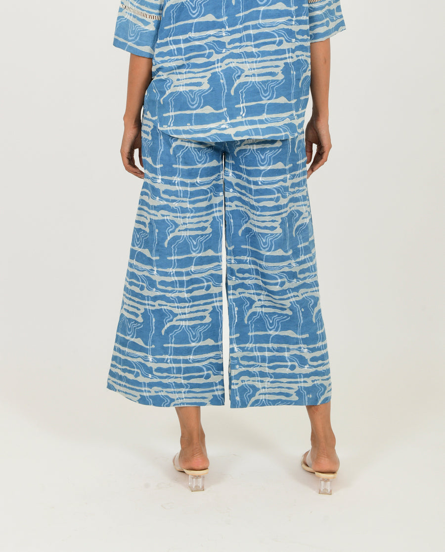 Indigo Splash Linen Pants