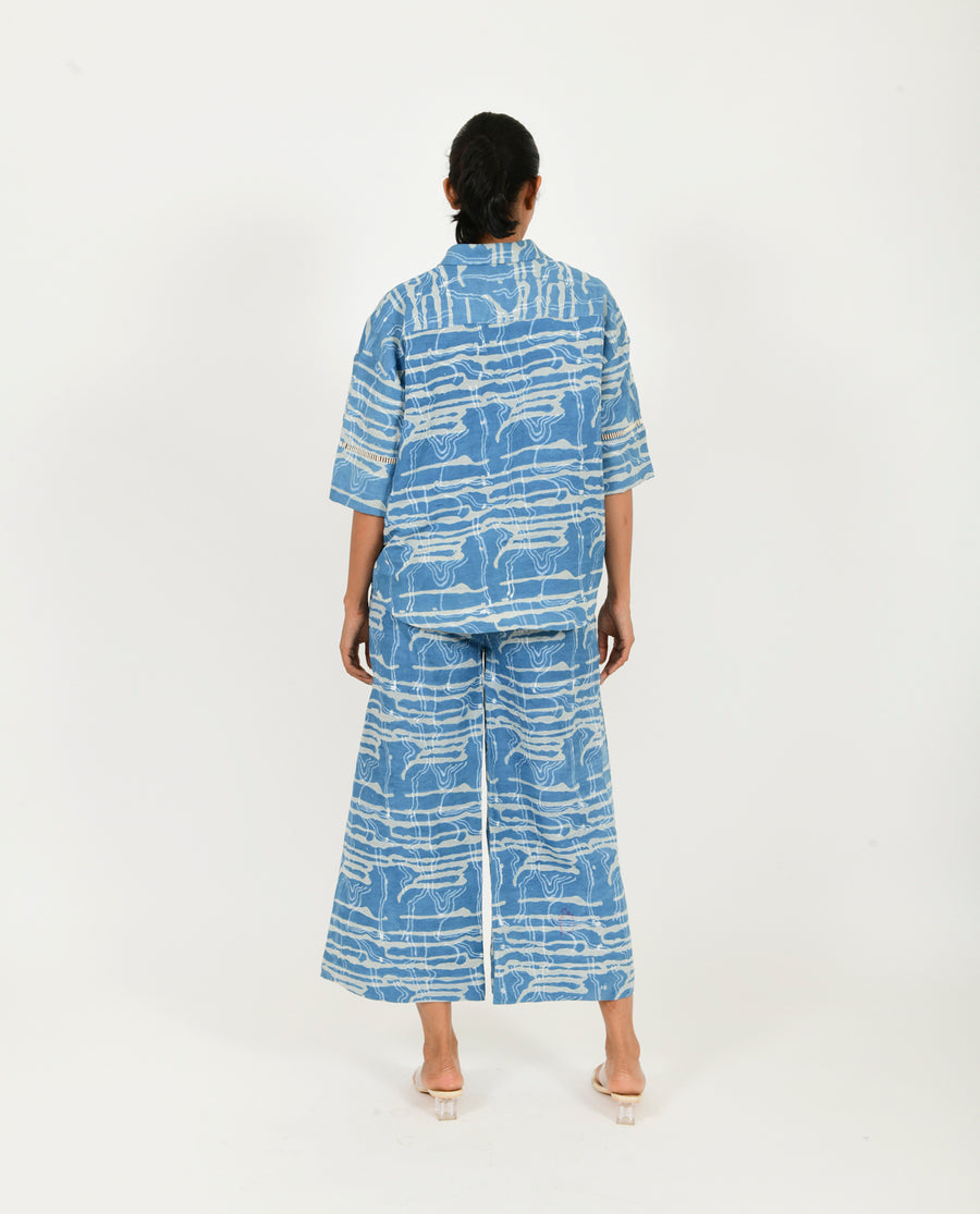 Indigo Splash Shirt Linen Co-ord Set