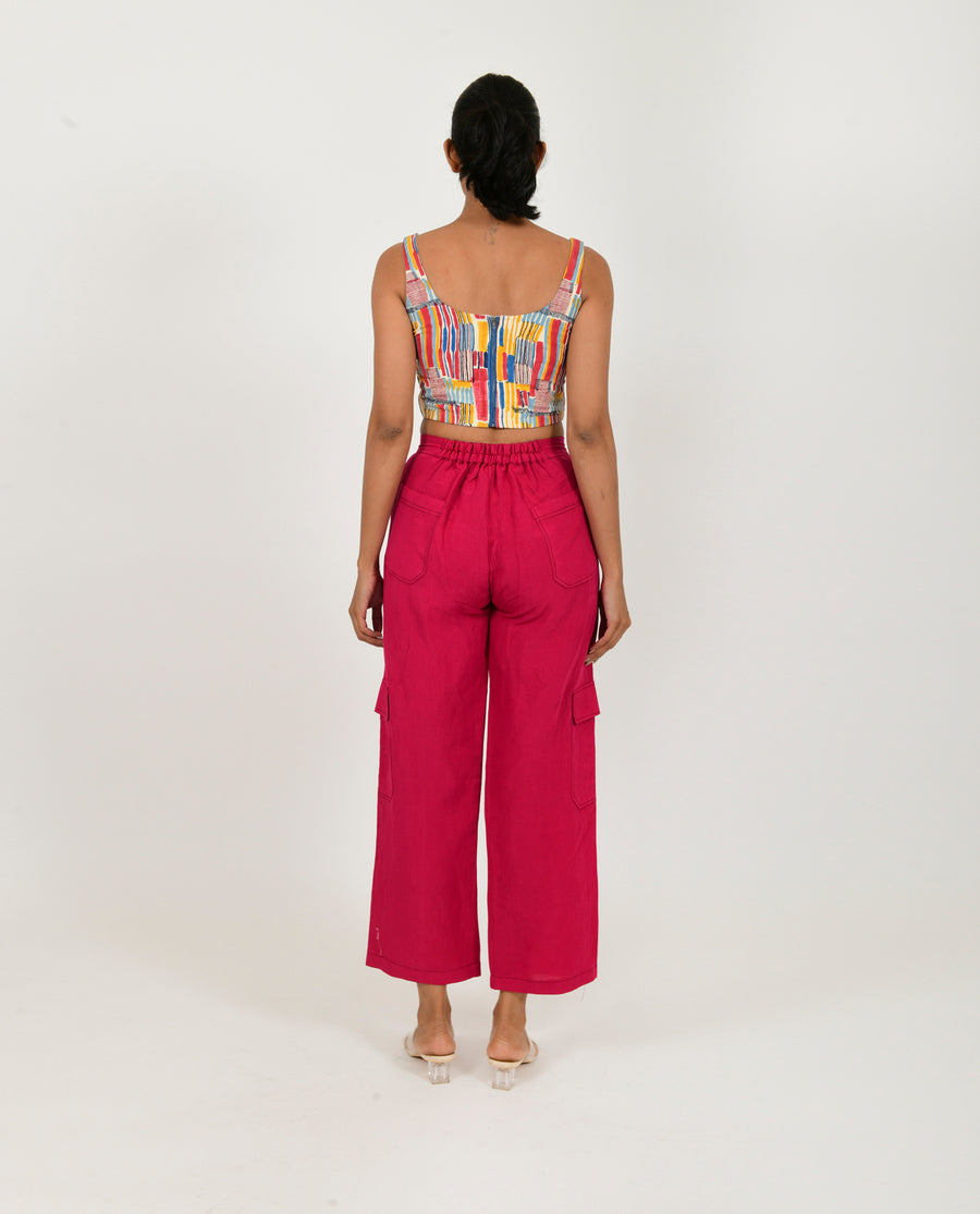 Linen Corset With Cargo Pants