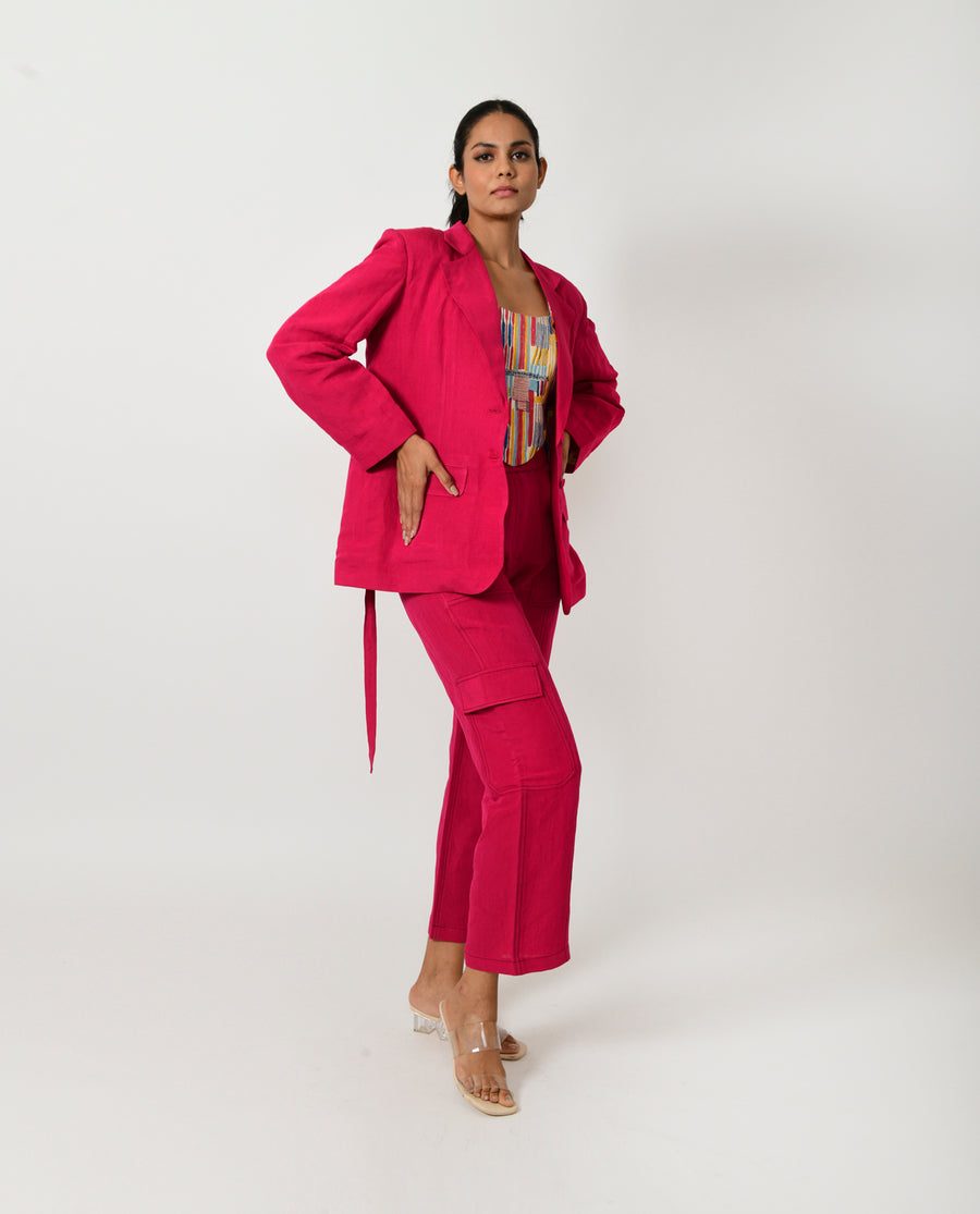 Viva Magenta Linen Blazer Co-ord