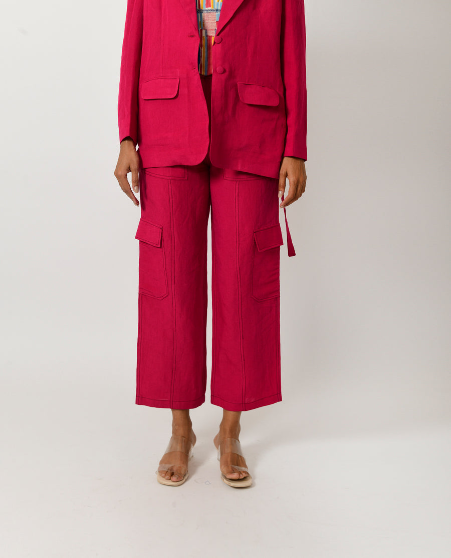 Viva Magenta Linen Blazer Co-ord