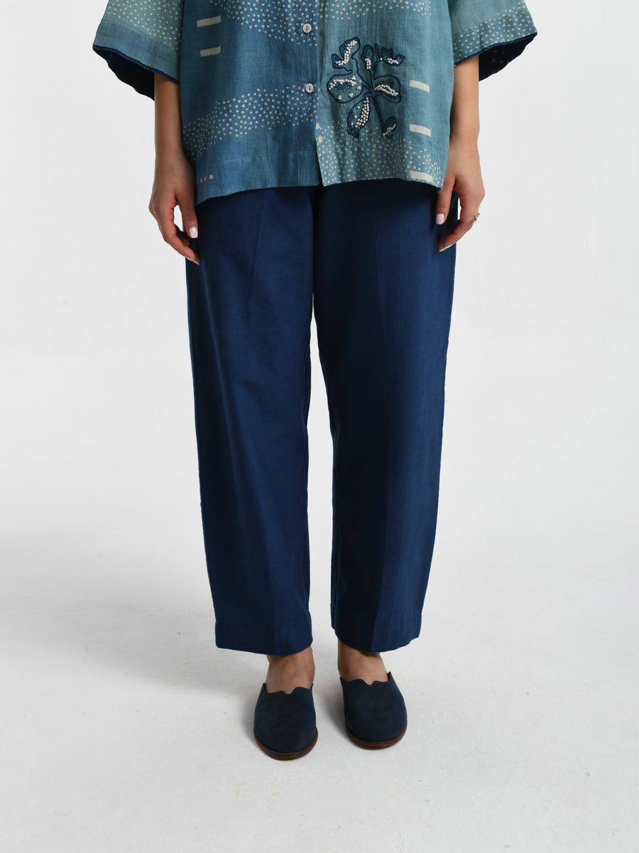 Indigo barrel pant