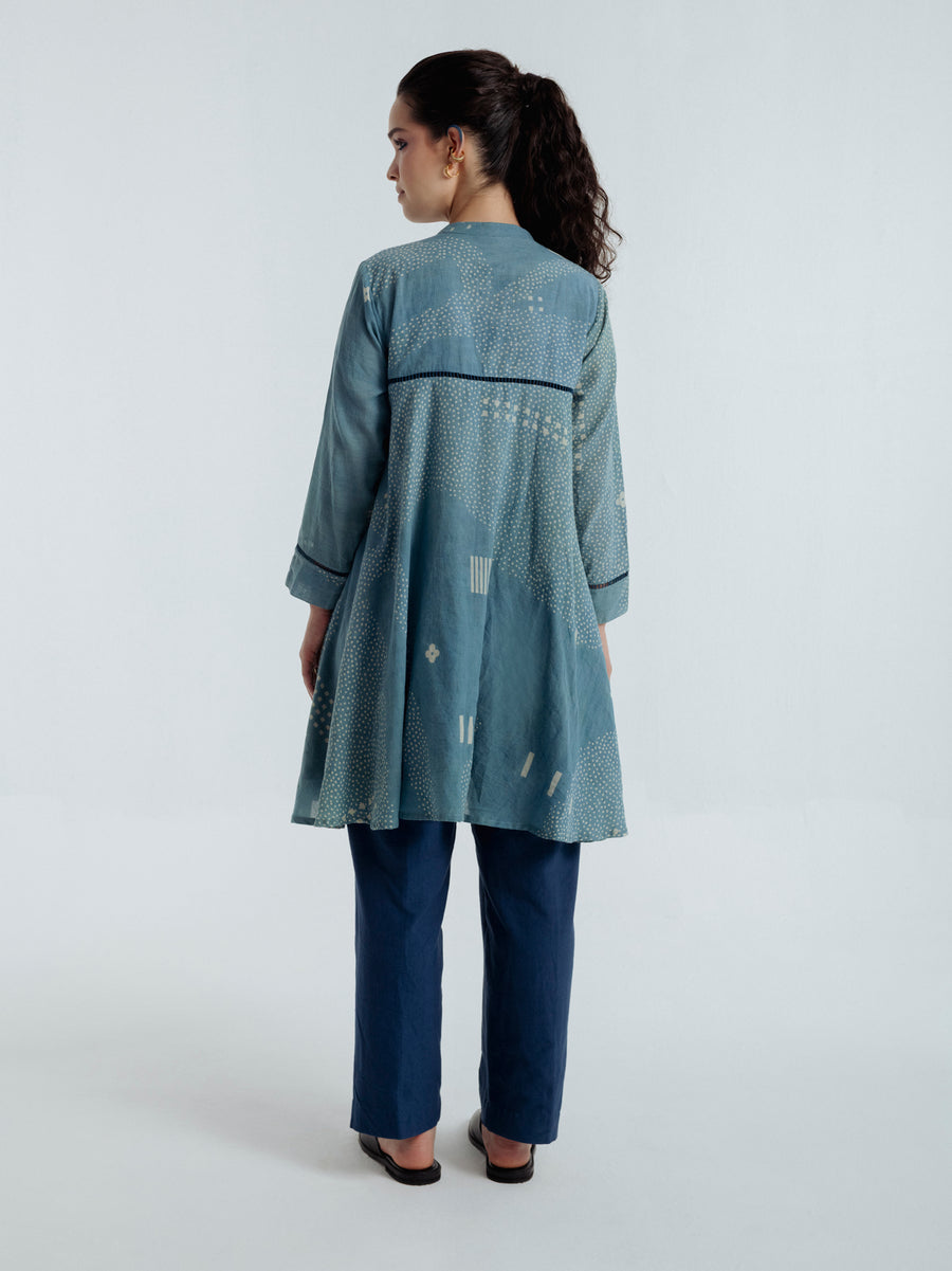 Indigo flare shirt