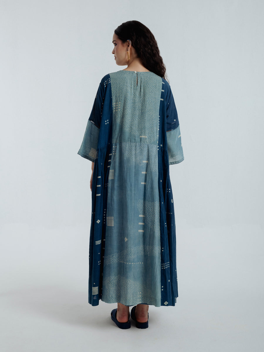 Indigo pleated dress
