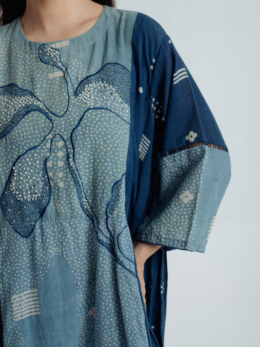Indigo pleated dress