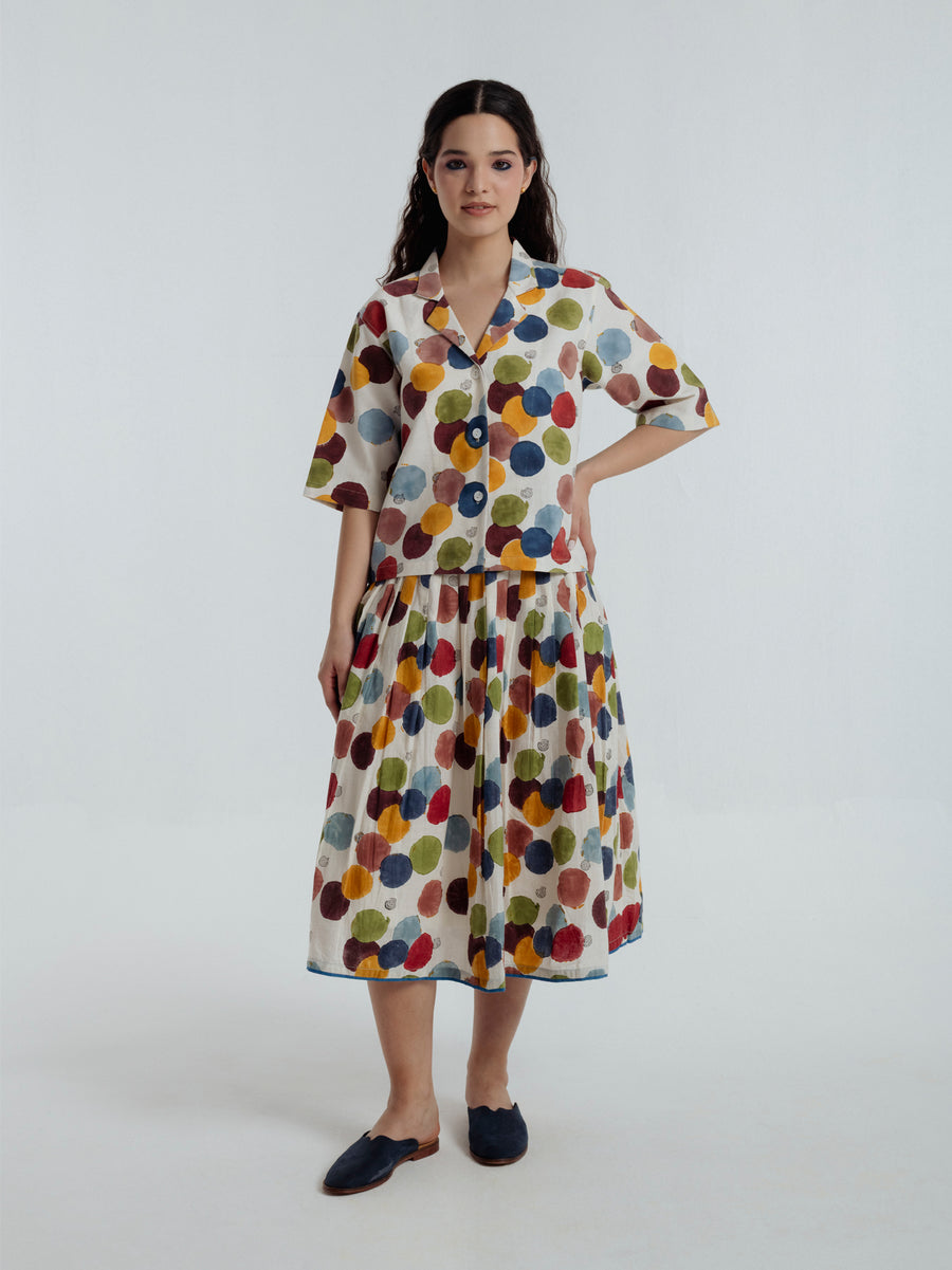 Void polka pleated skirt