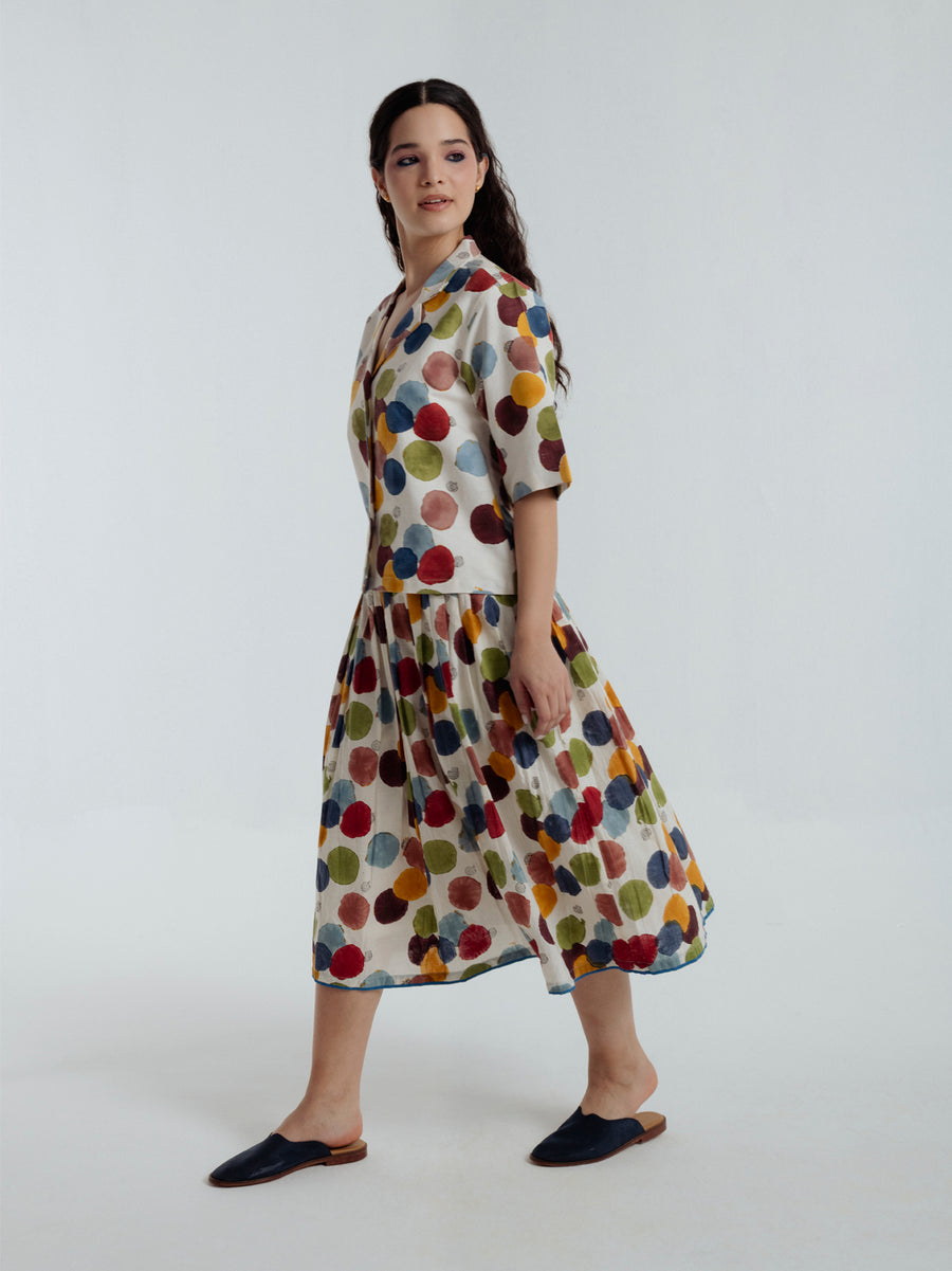 Void polka pleated skirt