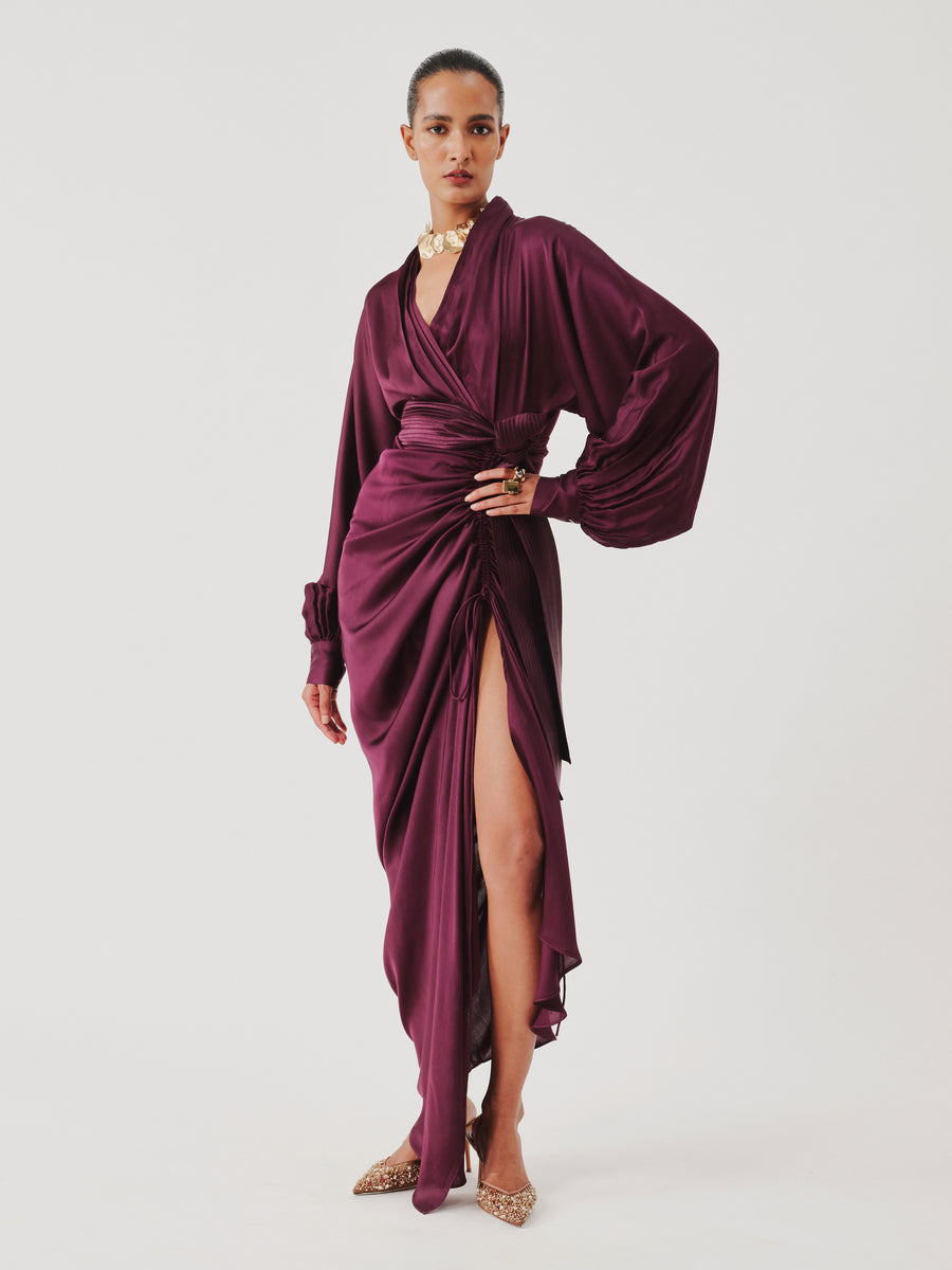 Burgundy Draped Dress