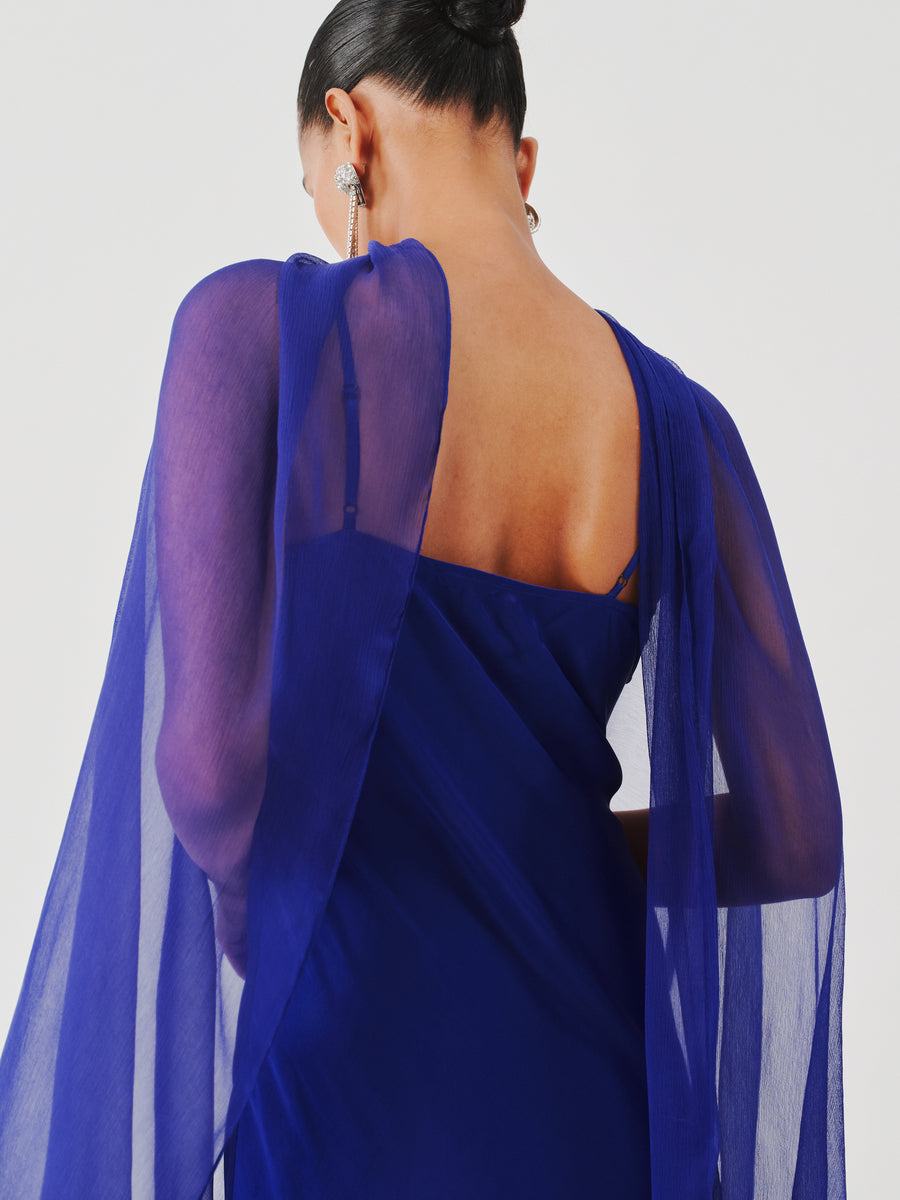 Tyra Slip Dress in Blue with Scarf