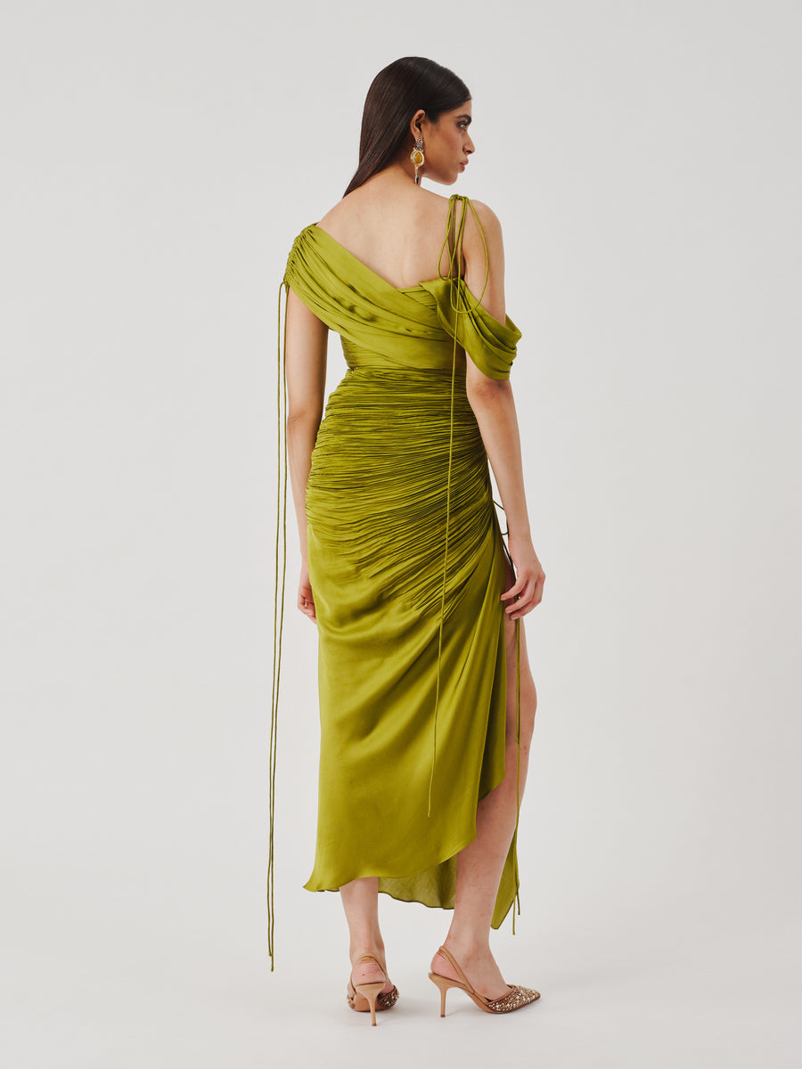 Olive Ruched Dress