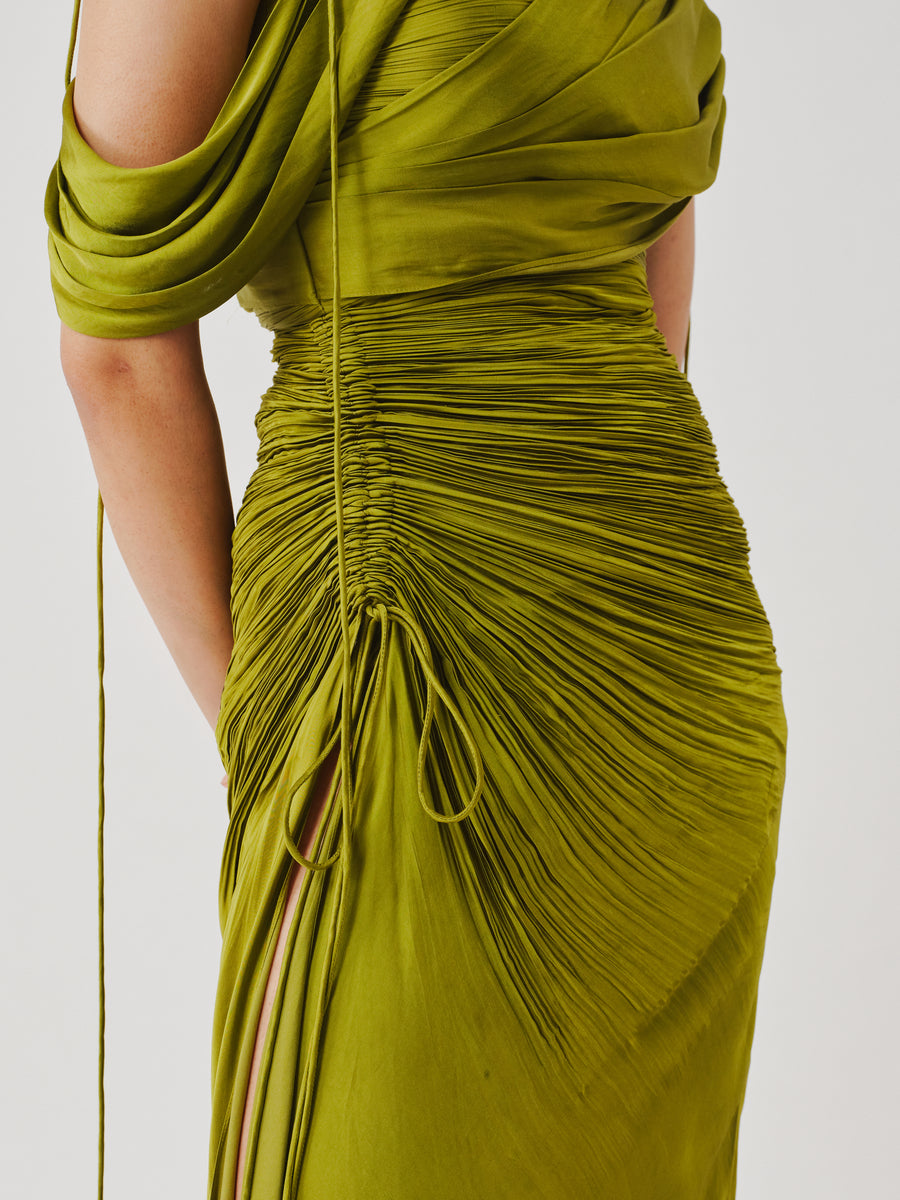 Olive Ruched Dress